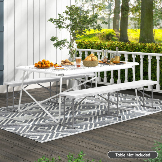 6 Feet Plastic Folding Bench Picnic Camping Dining Seat with Carrying Handle-White - Color: White - Size: 6 ft
