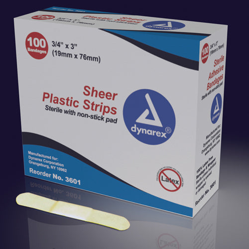 Adhesive Bandages Sheer Strips Sterile 1 x3   100/bx