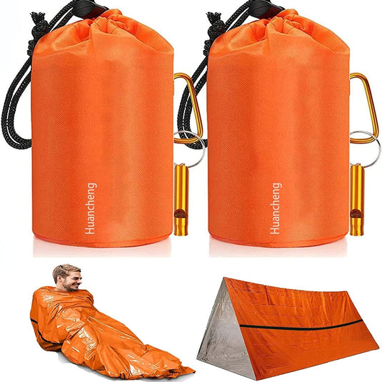 2packs Emergency Sleeping Bag; Lightweight Survival Sleeping Bags Thermal Bivy Sack; Portable Emergency Blanket For Camping; Hiking; Outdoor Activities